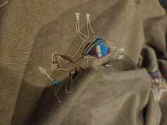 Vtg Embroidered Faux Suede Fabric 72 X 58 Wide Native American Tribal Western
