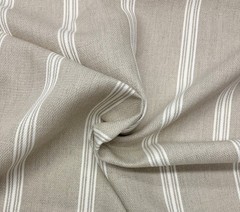 BALLARD DESIGN DENBY FLAX STRIPED BASKETWEAVE WOVEN LINEN FABRIC BY YARD 57″W
