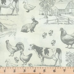 Farm Family Ivory Tossed 100% Cotton Fabric By half yard continuous cuts