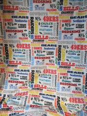 N.T.T. INC. NFL FOOTBALL ALL TEAMS NAMES COTTON FABRIC VTG. 1994 SBTYX59
