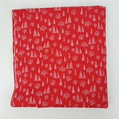 Vintage Red & White Winter Trees Dots Cotton Christmas Fabric 3 Yards 108×44″