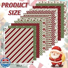 12Pcs Christmas Cotton Fabric Bundles Xmas Plaid Stripe Snowflake Gift Printe