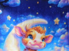 Moo On the Moon Fabric Panel 100% cotton by Marshall Dry Goods
