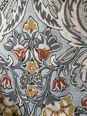 3 Yd Kravet Fabric Linen Drapery Upholstery Blue Orange Yellow White Floral