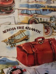 Cotton fabric #B27-ATA33-P01 travel, Brother Sister Design Studio 2008 1 yard