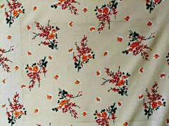 Vtg 80s Klopman Mills Floral Bouquet Cotton Stretch Knit Fabric Tan 48″x62″ w PC