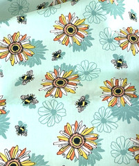 Quilting Fabric POLLINATE Aqua Art Gallery Fabrics BEES 100% Premium Cotton