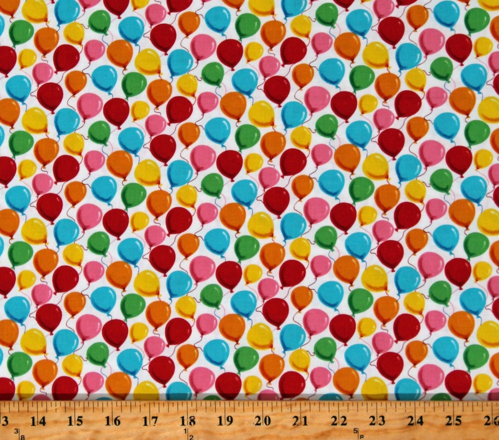 Cotton Balloons Birthday Party Celebration Fabric Print by the Yard D578.76