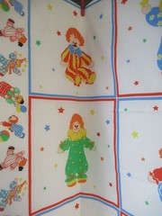 Spring Industries ” Clown” ALLOVER COTTON Fabric Panel 12 BLOCKS VTG RARE NEW