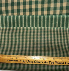 3 GREEN Check and Ticking Stripe Fat Quarters 100% Cotton Fabric