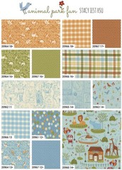 Moda Animal Park Fun Charm Pack, 5″ Fabric Squares, Stacy Iest Hsu Fabric,