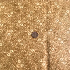 1 YD Light Brown Floral Flourish Fabric Cotton Print