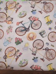 Lot of Fabric, pink and green, 1lb 4oz, bike, picnic, stripes, dots