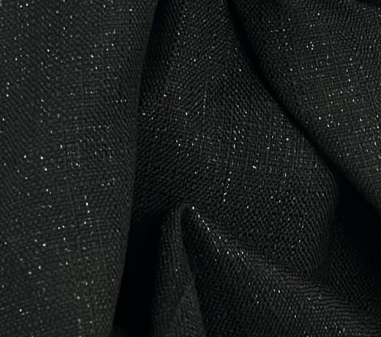 Black linen With Silver Sprinkle fabric 56” Width Sold By The Yard