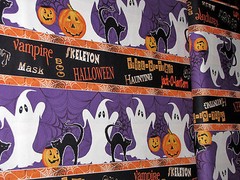 Halloween Ghost Cat Stripe Fabric Wilmington Spooky Spectacular 15″X44″ Piece