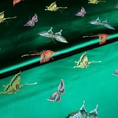 1M Satin Silky Fabric Jasper Cloth Butterfly Pattern Brocade for Cheongsam Dress