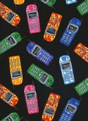 Cellphones 1 Fat Quarter cotton fabric quilt quilting novelty funky crafts sew