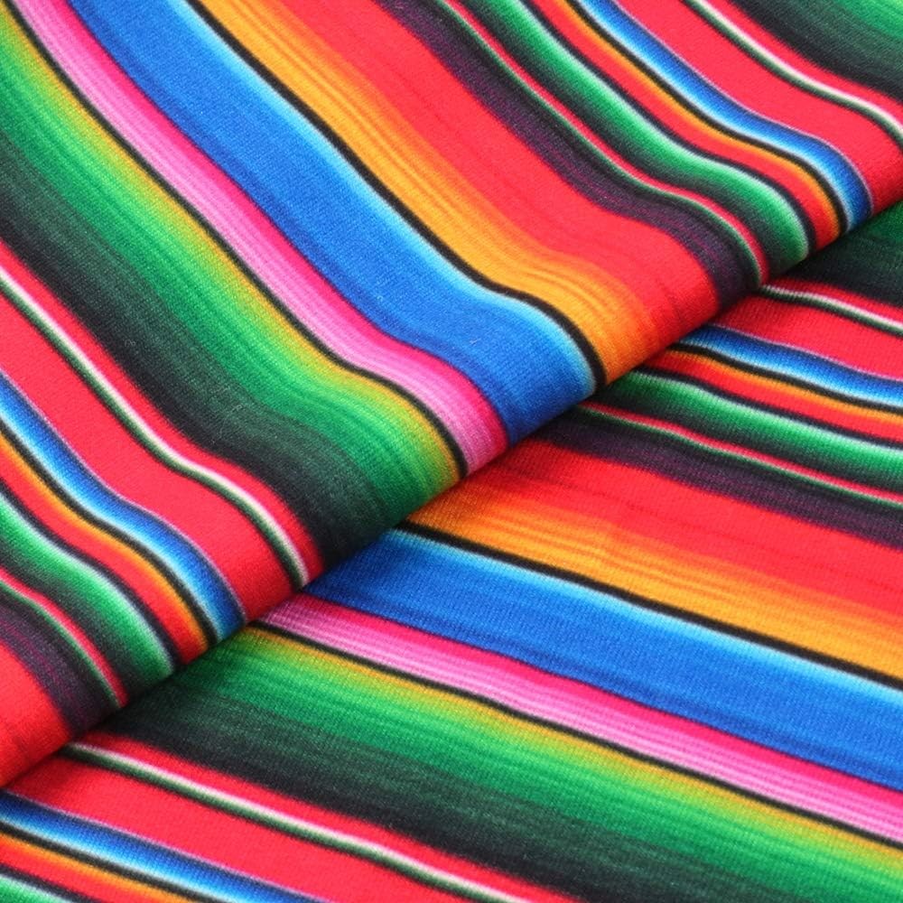 Colorful Ethnic Stripe Printed Double Brushed Polyester Fabric Soft Smooth 4 Way
