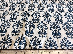 CREAM COTTON WITH BLUE-58 INCH WIDE- 1 3/8 YARDS
