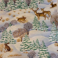 Concord Fabrics Allover Winter Wildlife Print Cotton Fabric 3 1/2 yards X 44″