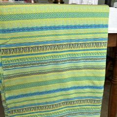 Cotton Knit Fabric Textured And Patterned Green And Blue Vintage Unique 56×70”