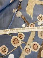 Vntg Interior Fabric Design Inc An Original Design 1981 Blue Tan Cherry Blossom