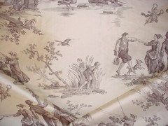 18-5/8Y GP & J Baker BP10149 Seasons Taupe Printed Silk Toile Upholstery Fabric