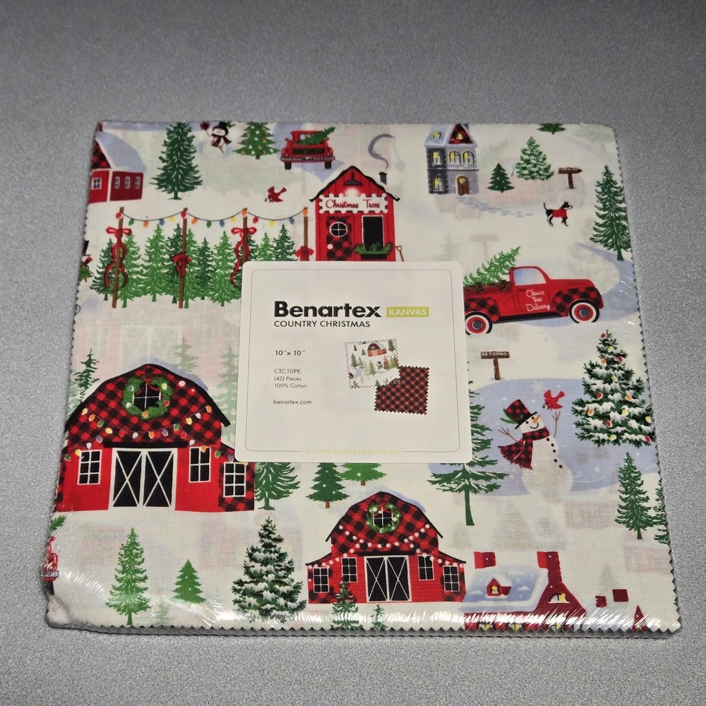 Country Christmas Benartex Kanvas 10″ Squares 42 Pcs Layer Cake CTC10PK