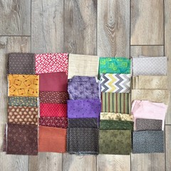 Fabric Scrap Bundle 1 Lb 10 oz Mixed Lot #6 Various Sizes and Prints As Photoed