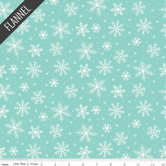 Snowflakes Flannel in Aqua | The North Pole Flannel | Riley Blake