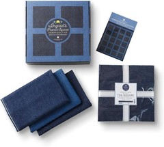 Indigo Washed Denim Quilting Kit | 10” Quilting Fabric Squares, 6.5 oz Yardag…