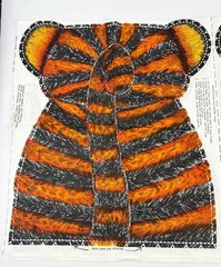 Vintage Multicolor Tiger Cut N Sew Two Panels Pillow 1960s Rare