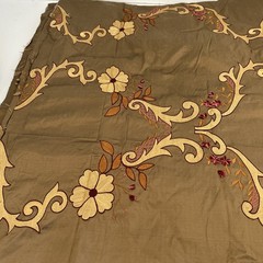 Silk Taffeta Embroidered Floral Fabric Bronze Luxury Textile 2.5 Yd X 56″