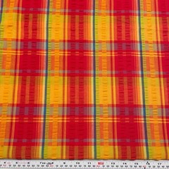 Red Blue Green Golden Yellow Cotton Blend Seersucker Fabric by the HALF YARD