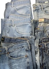 5 Pairs of Denim Blue Jeans Trashed Destroyed Scrap Crafts DIY Upcycle Job Lot