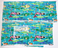 MICHAEL MILLER AQUA DIVAS FABRIC REMNANTS 46″ X 44″ & 27″ X 44″ MERMAID MATERIAL