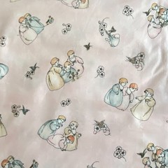 Remnant Children Playing Fabric Pastel Pink Cotton 36×40
