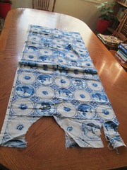 DEKOPLUS FABRIC 2.5 YDS~Blue & White Cotton~WATER SCENES FLORAL~Windmill~SHIP~