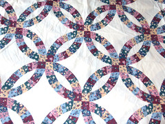 Cotton Fabric Patchwork Double Wedding Ring Print Cheater Quilt 3yds x 90″