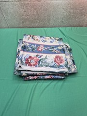 19+ Yards VTG Waverly Carolina Rose Fabric Blue Pink Floral Home Decor Chintz
