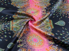 By Yard Dress Material Charmeuse Ethnic Paisley Patchwork Satin Fabric Printed