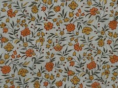 Orange Yellow Grey White Mini-Floral Unbranded Cotton Fabric w34″×L128″ Light