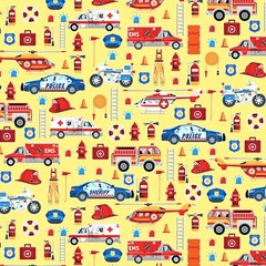Save the Day Fireman Nurse Doctor Police EMT Cotton Fabric 23″ x 42″ #9736-33 GL