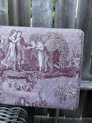 Vintage Burgundy Red French Toile de Jouy Pastoral Whimsical Cotton Fabric 9 Yds