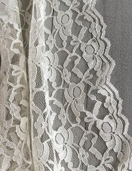Ivory Double Scalloped Lace Fabric ~ Scallop Edge on Both Sides ~ 1 yard, 38″ wd