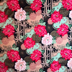 alexander henry lady yang 1 3/8 yards Cotton Quilt Fabric Craft Material #456-2