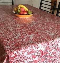 New Mexican Oilcloth Fabric for Tablecloth PVC Cotton Waterproof 120 cm Red Eden