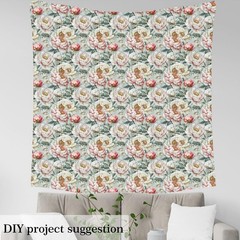 Groovy Floral Flannel Fabric by The Yard,Peony Flowers Upholstery Fabric for …