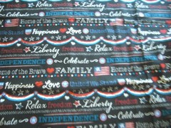 Lot of Patriotic Red White Blue Fabric Pieces Flag Words & Valance