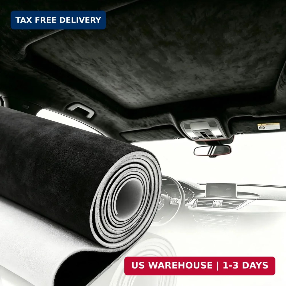 96″x60″ Black Suede Headliner Fabric Roll, Car Roof Liner | Tube Packaging, Wrin